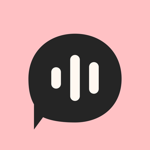 Barkey app icon: a dark speech bubble with three sound bars on pink